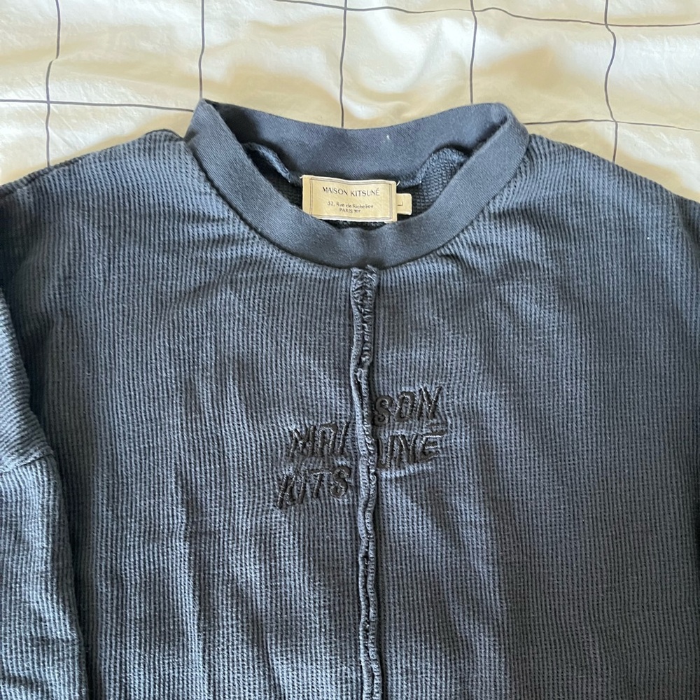 Maison Kitsune - Dark Blue Waffle knitted sweater - Size L